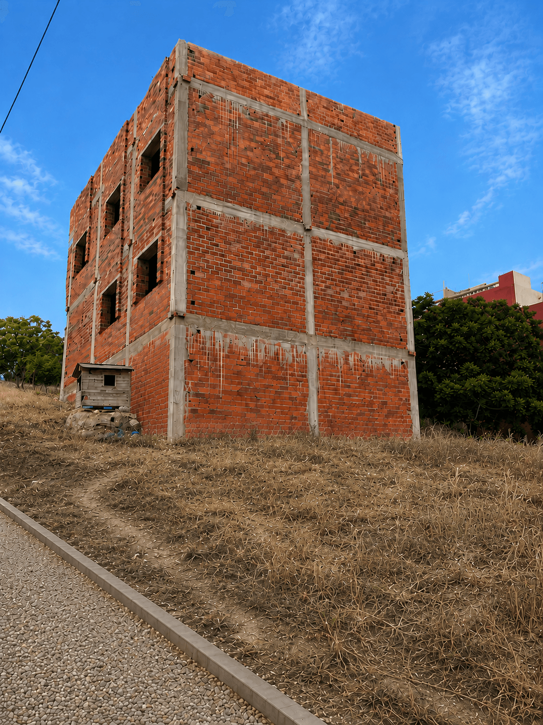 Cour pavée brute avant rénovation